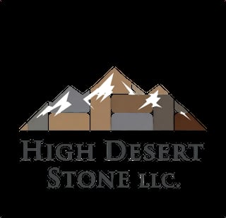 High Desert Stone LLC logo featuring stylized desert mountains with lightning bolts and stone-colored blocks